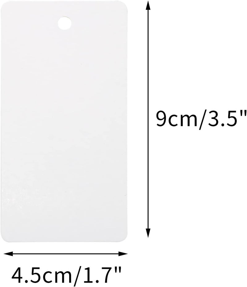 g2plus 100 قطعة بطاقات هدايا فارغة، 3.5 بوصة × 1.7 بوصة بطاقة هدايا بيضاء من ورق كرافت مع خيط، بطاقات معلقة مستطيلة للفنون والحرف، زفاف، عطلة، يوم المعلم، عيد الميلاد، عيد الشكر، هدايا الحفلات - Image 2